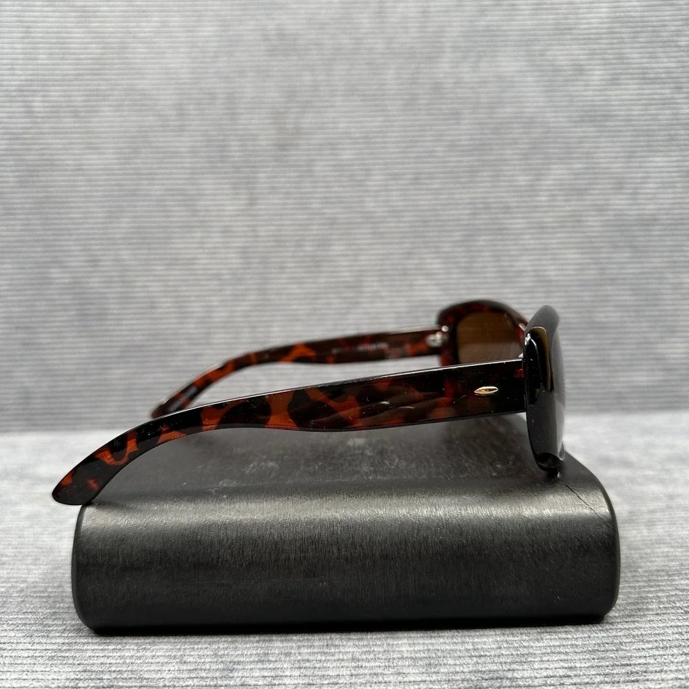 Foster Grant Polarized Y2K Sunglasses Tortoise Shell Brown Oval Frames Cat lens